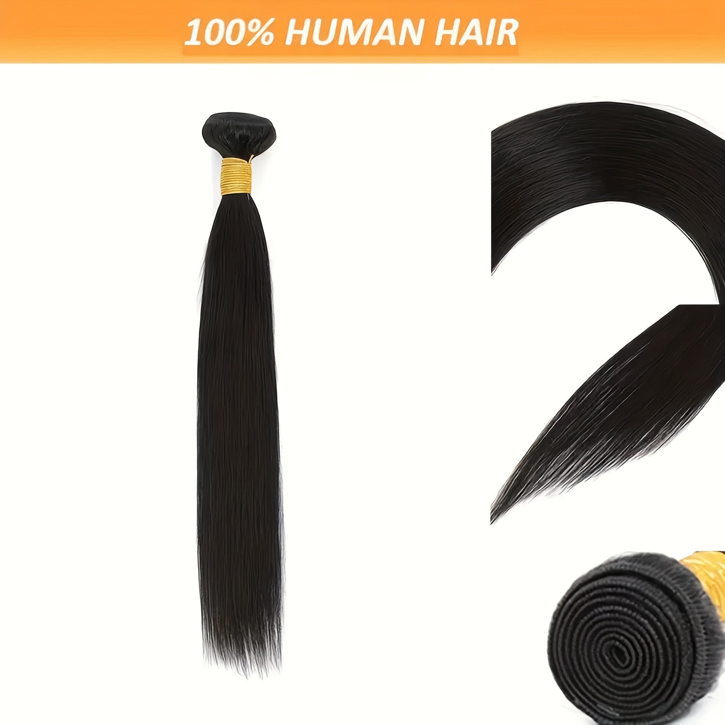 Three Bundles of Brazilian Straight Hair Made from 100% Unprocessed Human Hair, Featuring Double Wefts. These Virgin Straight Hair Extensions Are Designed for Women