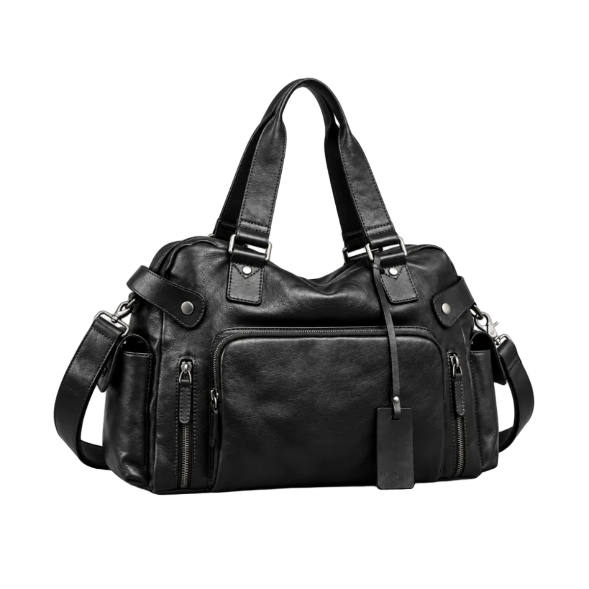 Vintage Black Multi Pocket Shoulder Handbag