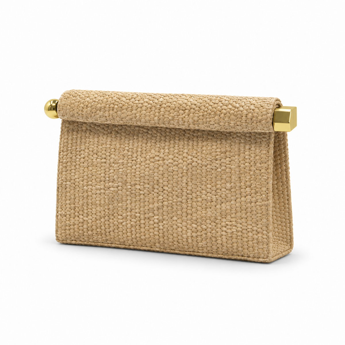 Natural Woven Raffia Clutch Bag