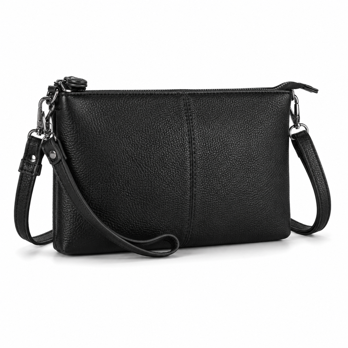 Premium Black Textured Leather Clutch Bag
