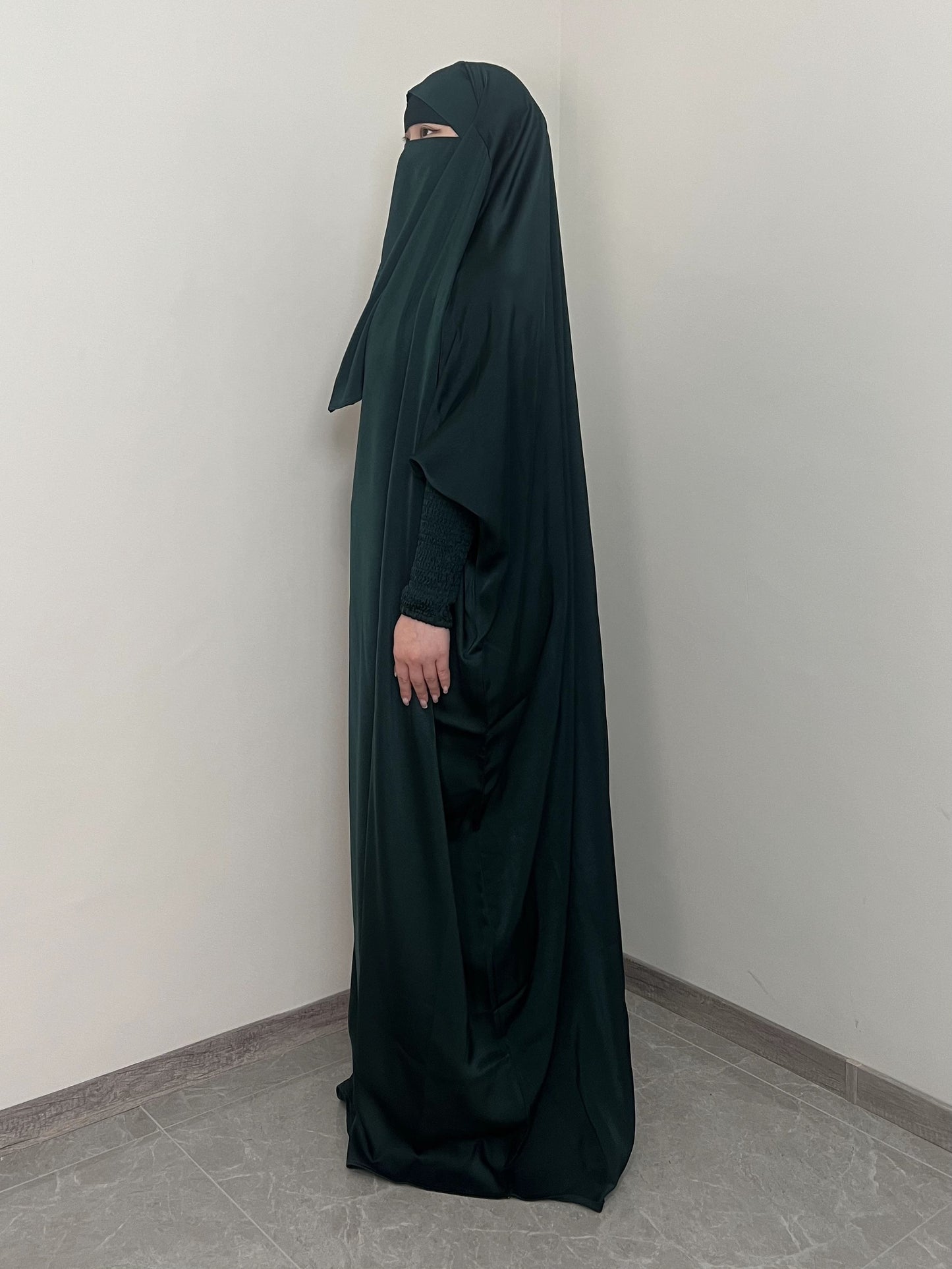 [Satin Modesty Dress] Free Size Satin One Piece Modesty Abaya Burkha - Jilbab Niqab Attached