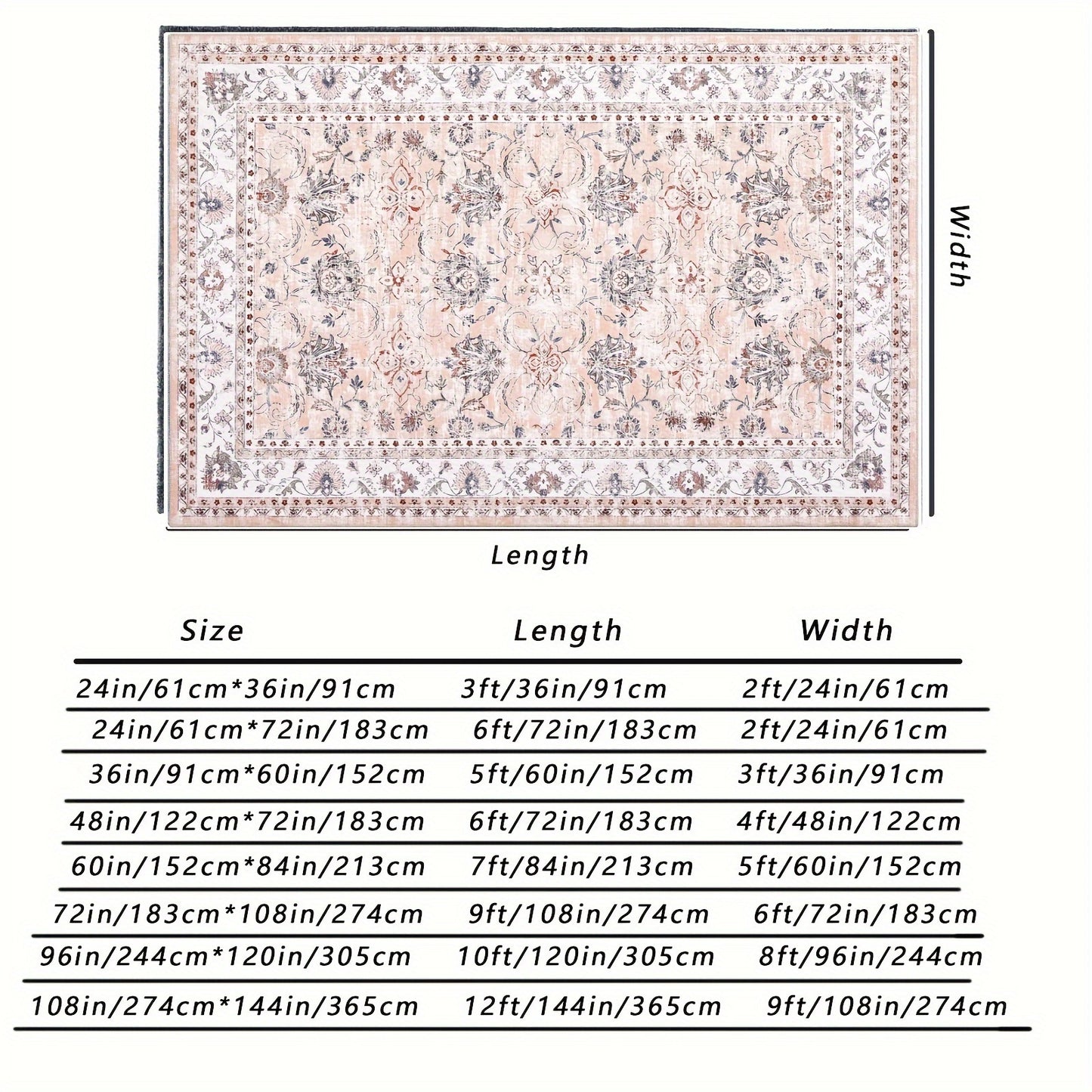 Vintage Floral Rug Washable Area Rug Distressed Entryway Rug Doormat Foldable Indoor Rug Doormat Non-Slip Rug Home Decor Rug For Living Room Bedroom Kitchen Laundry Room Entryway