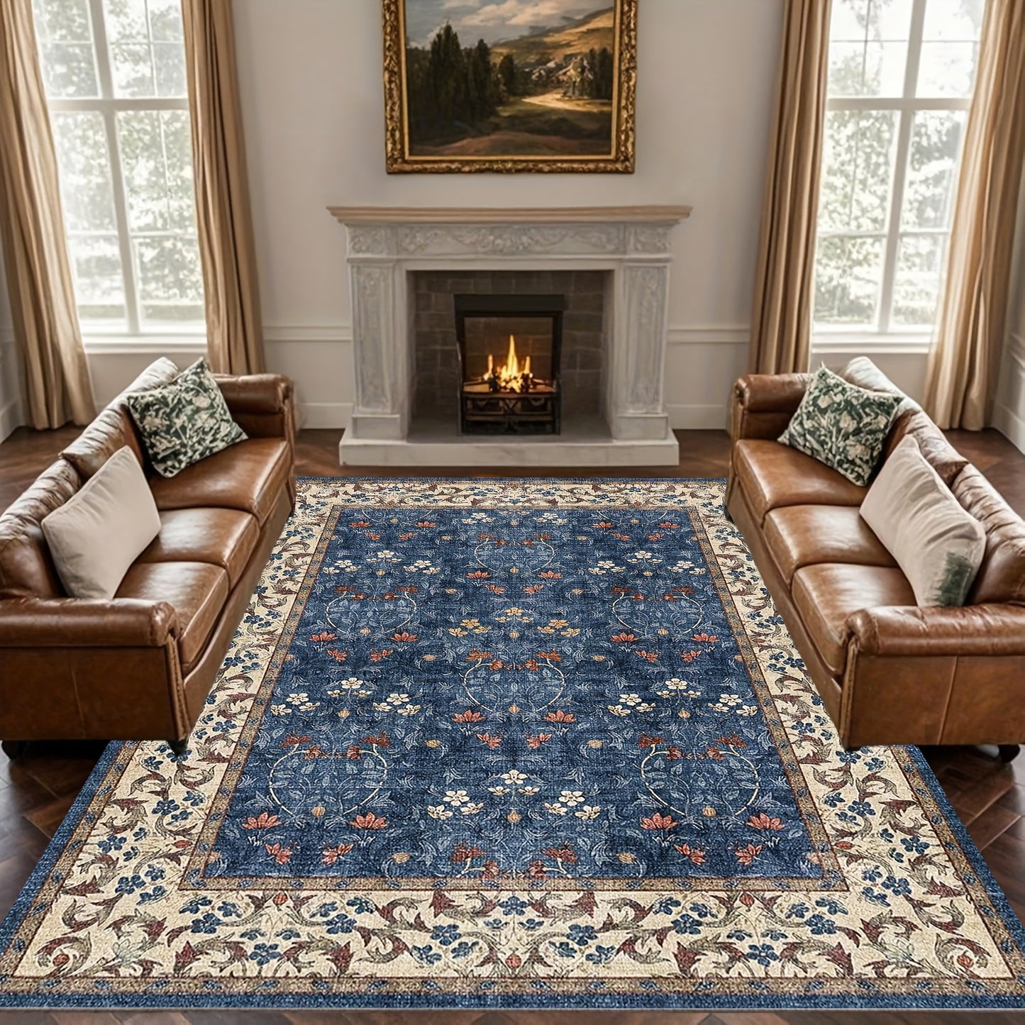 1pc KOKOLOLEE Luxury Bohemian Paisley/Striped//Tortoiseshell Carpet - Non-Slip Machine Washable Soft Rectangular Suitable for, Bedroom, - Jumbo Sizes Available, Decor, 100% Polyester Fiber