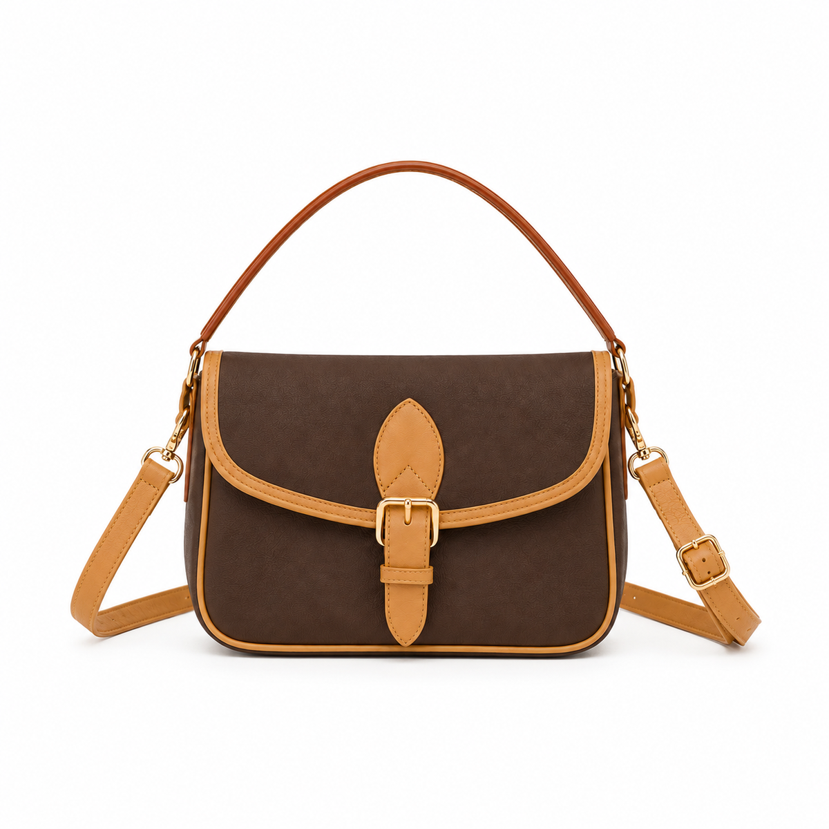 Vintage Two-Tone Brown Tan Crossbody Bag