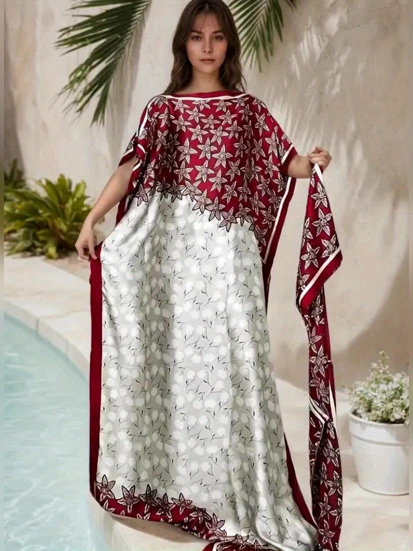 Women's Lightweight Polyester Abaya Dress With Scarf