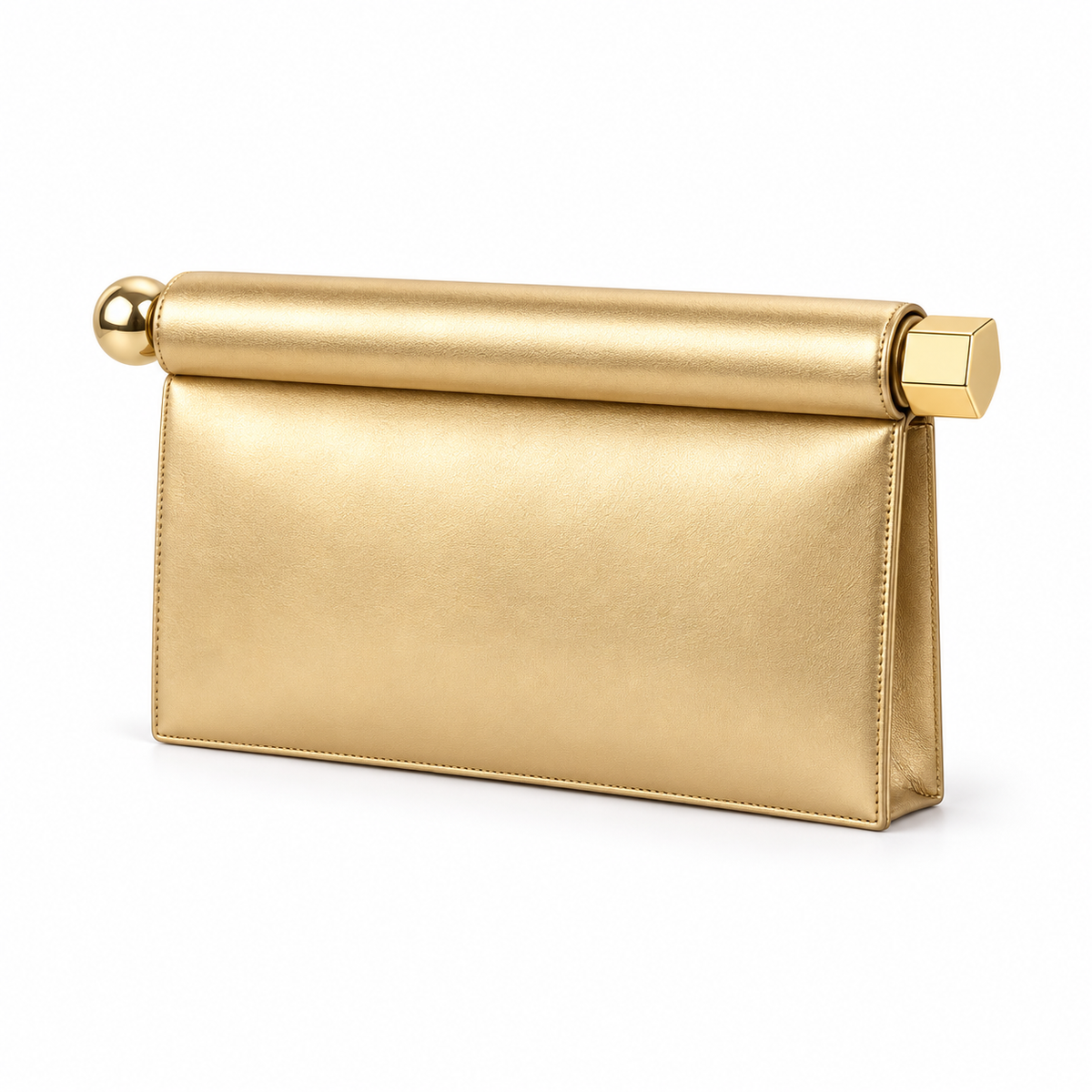 Elegant Gold Leather Evening Clutch Bag