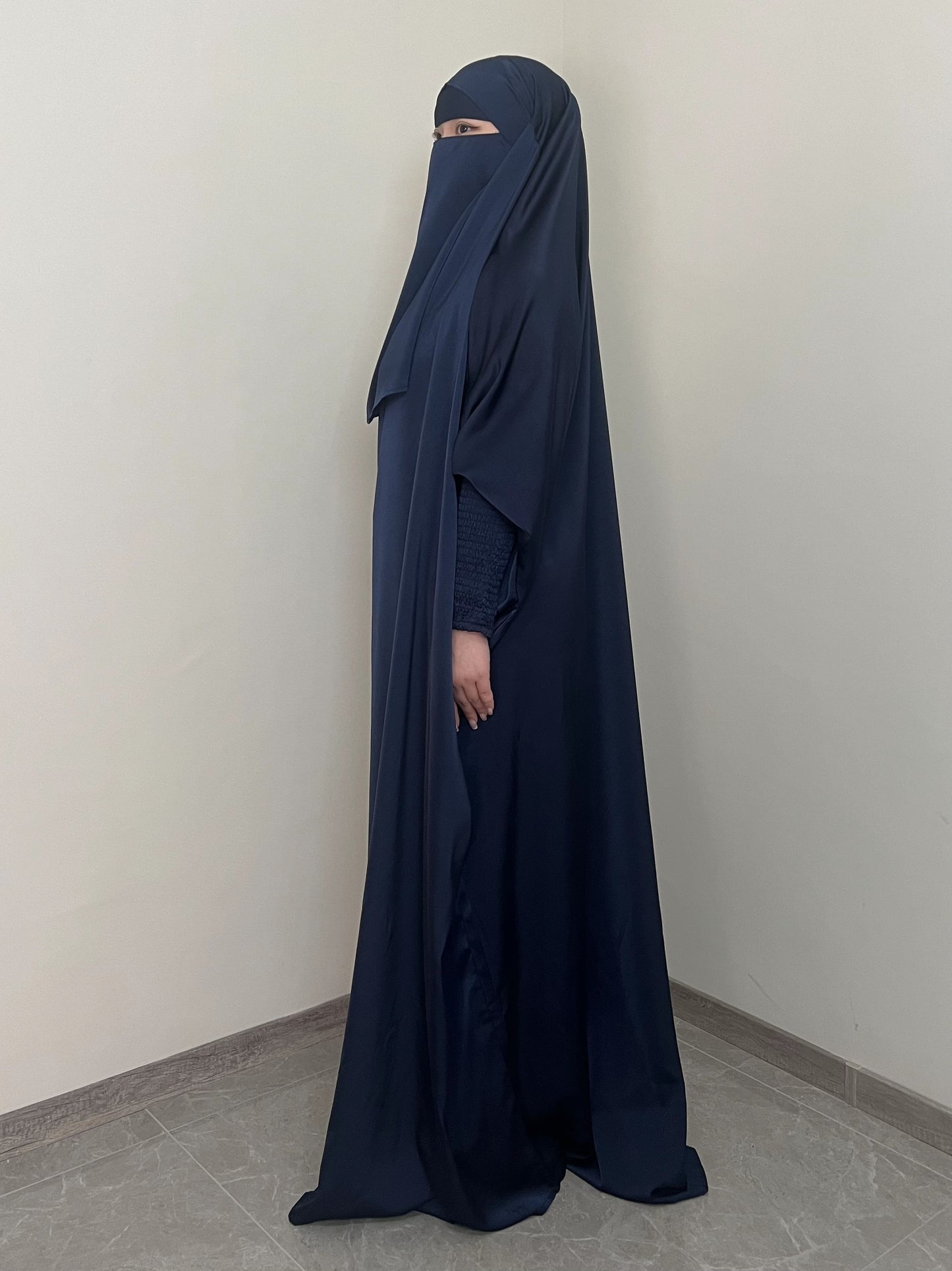 [Satin Modesty Dress] Free Size Satin One Piece Modesty Abaya Burkha - Jilbab Niqab Attached