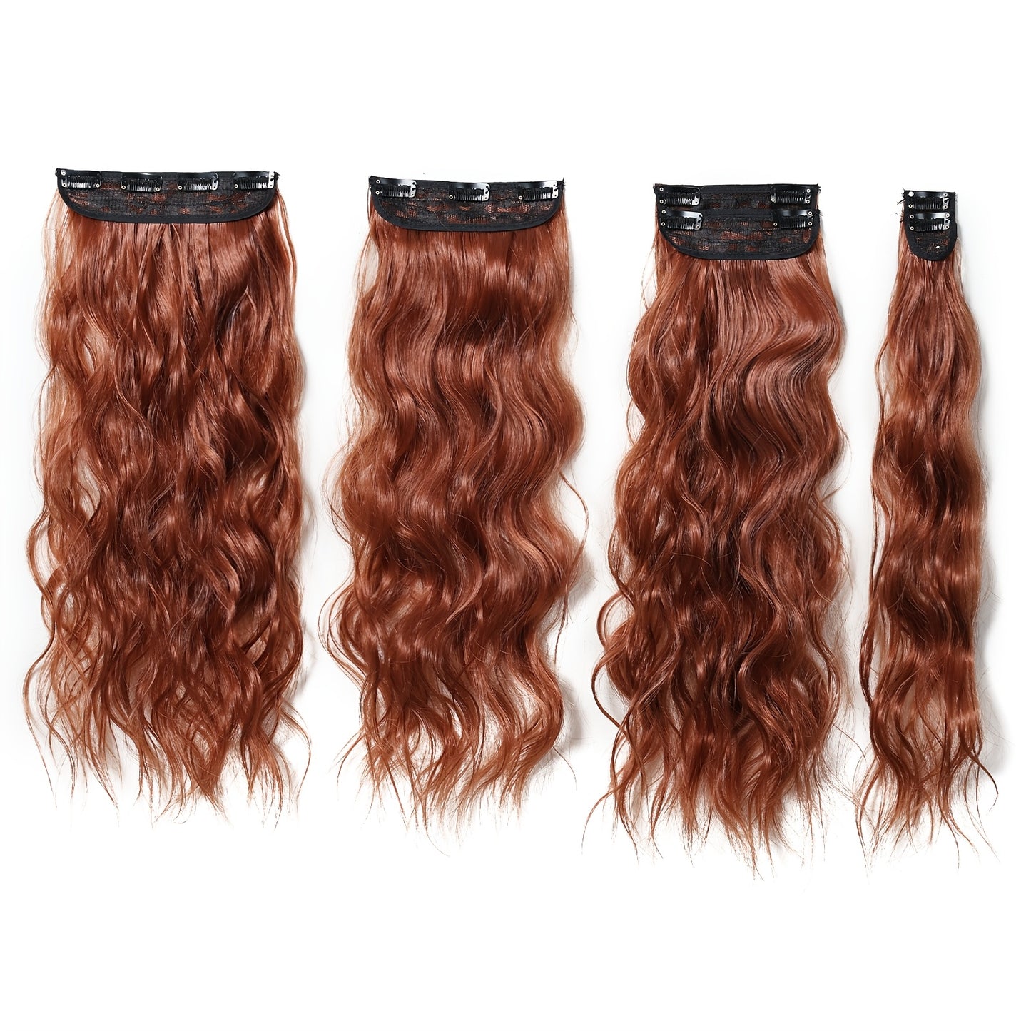 A Set of 6pcs of 20-Inch Hair Clips for Women, Featuring Long Wavy Synthetic Hair Made from High-Quality Heat-Resistant Fibers. The Matte End Withstands High Temperatures, And The Multiple Pieces Create a Fuller Look