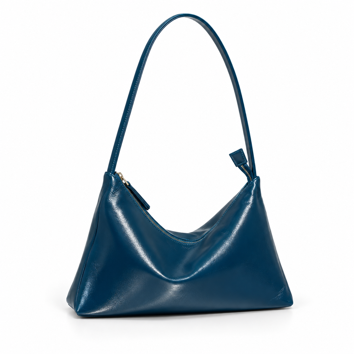 Elegant Navy Blue Glossy Shoulder Bag