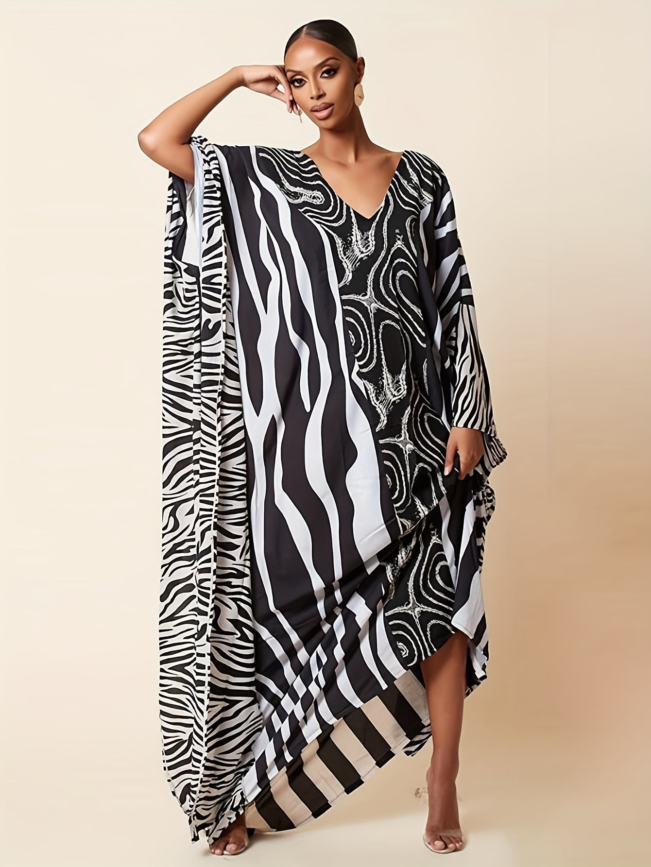 Women'S Kaftan Dresses, Colorful Print Mrs Roper Caftan, Bathing Suit Cover Ups Beach Dresses