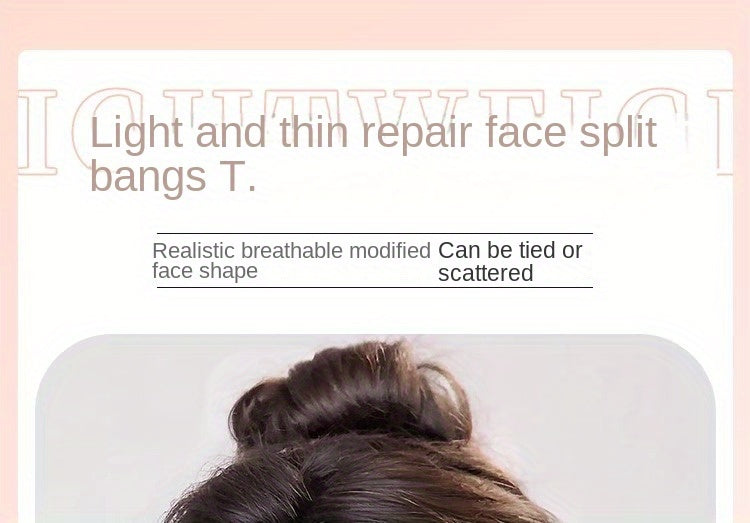 Women's 360° Coverage Synthetic Hairpiece with Middle Part Eight-Character Bangs