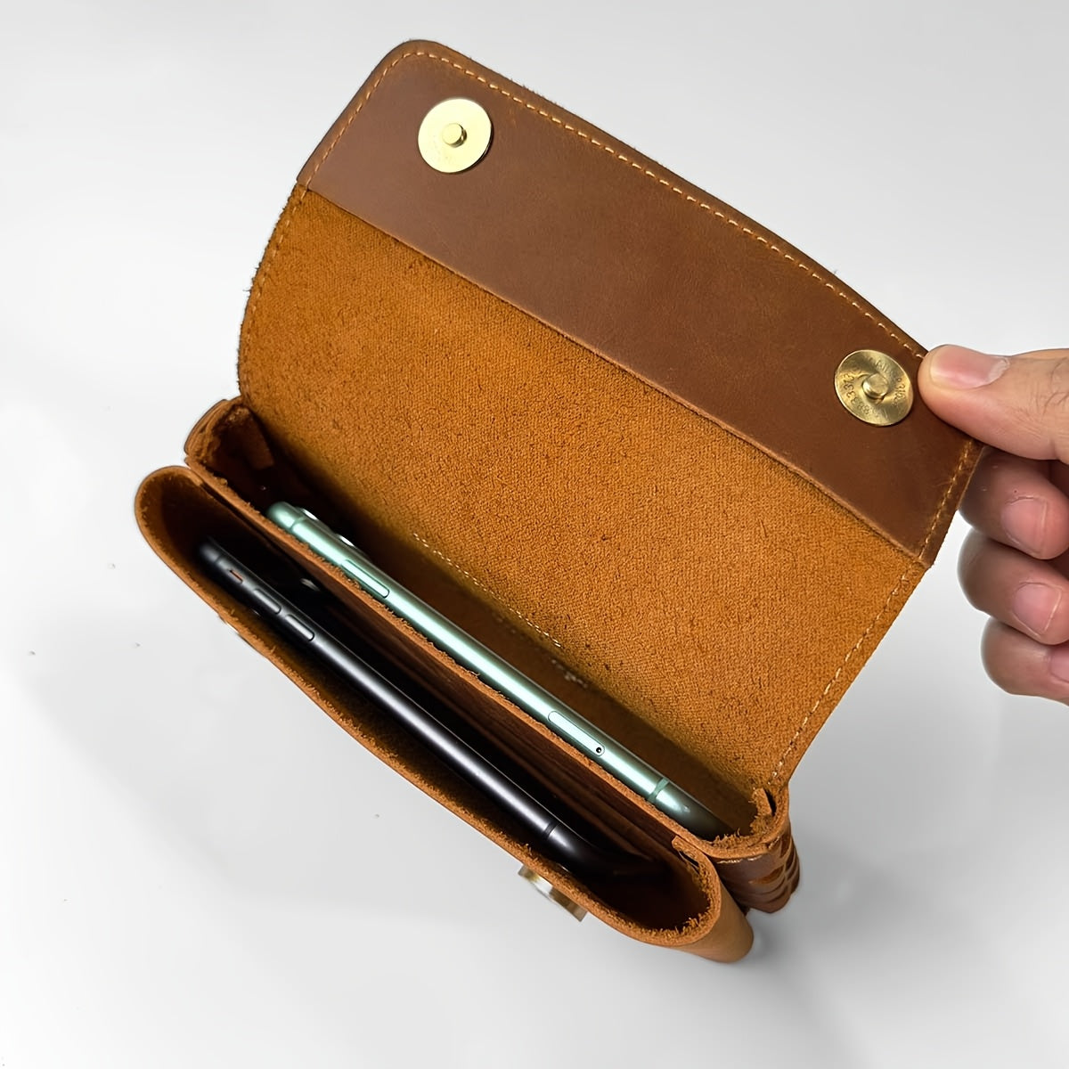 Men's Genuine Leather Belt Bag, Stylish And Simple Mobile Phone Bag, Suitable For Hiking, Camping, Outdoor Commuting, Multifunctional Waist Bag