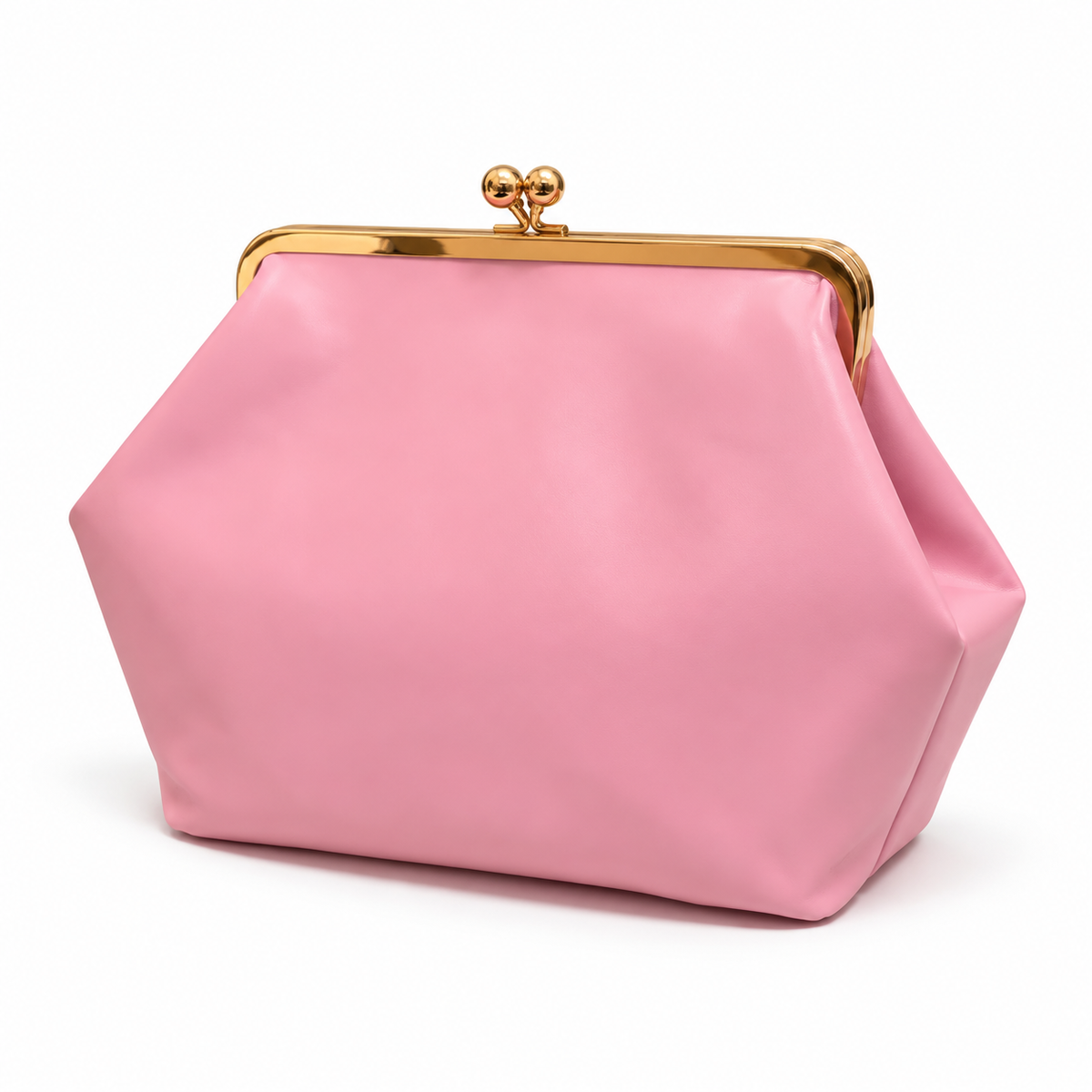 Elegant Pink Gold Frame Kisslock Clutch