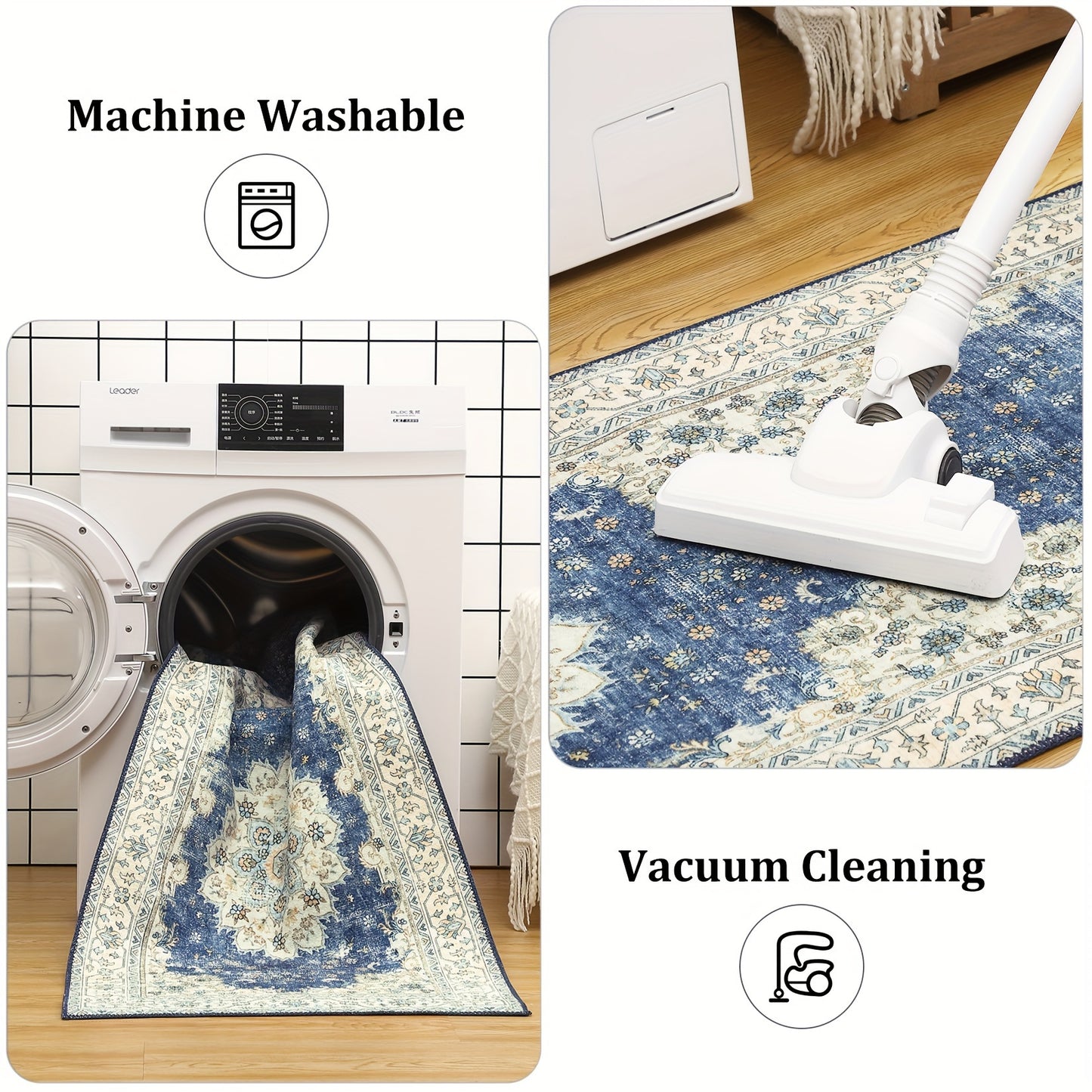 Vintage Floral Print Throw Floor Carpet Small Entrance Rug Washable Living Room Rug Easy Cleaning Rug Stain Resistant Indoor Carpet Non Slip Non Shedding Low Pile Soft Bedroom Rug Folding Rug For Dining Room Office Kitchen