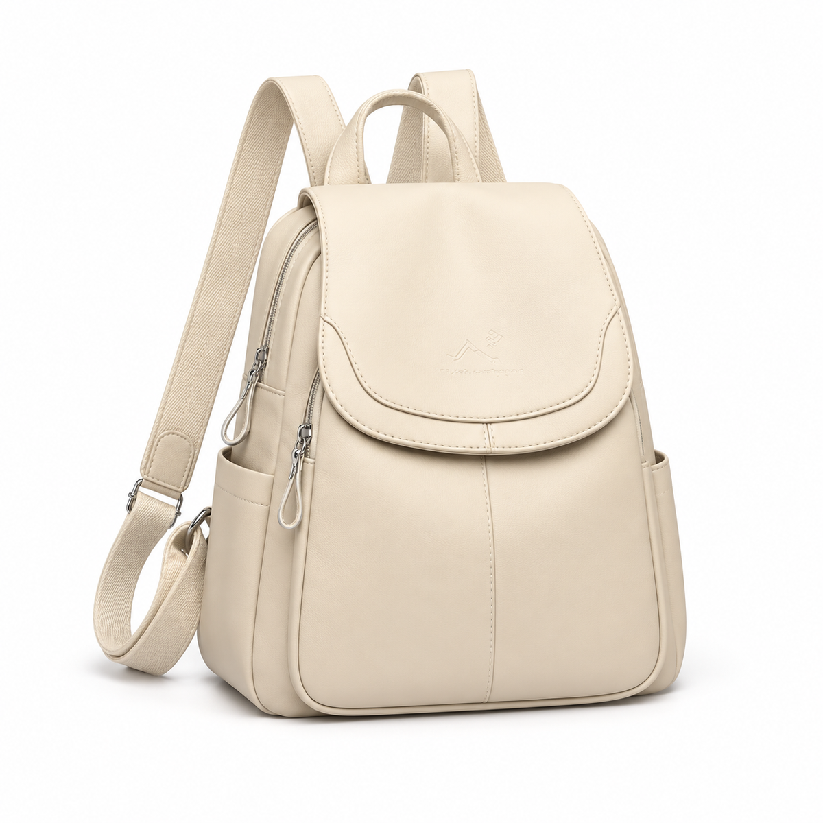 Elegant Cream Flap Backpack For Women