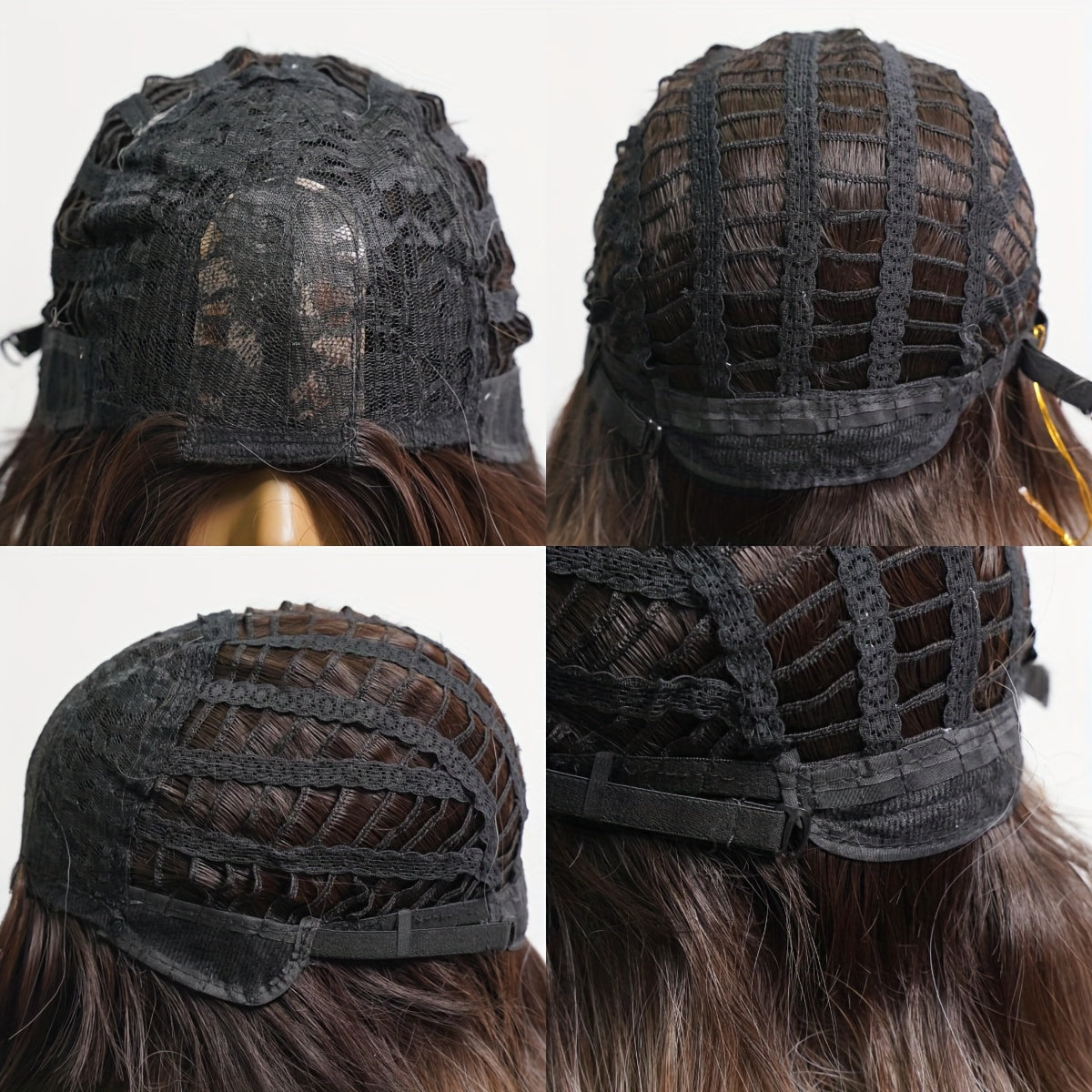 24-Inch Wavy Balayage Wig Featuring an Ash Brown to Grey Ombre, Made from Heat-Friendly Fibers, with an Adjustable Rose Net Cap, Offering a Appearance Suitable for All Ethnic Backgrounds, Perfect for Parties And Festivals
