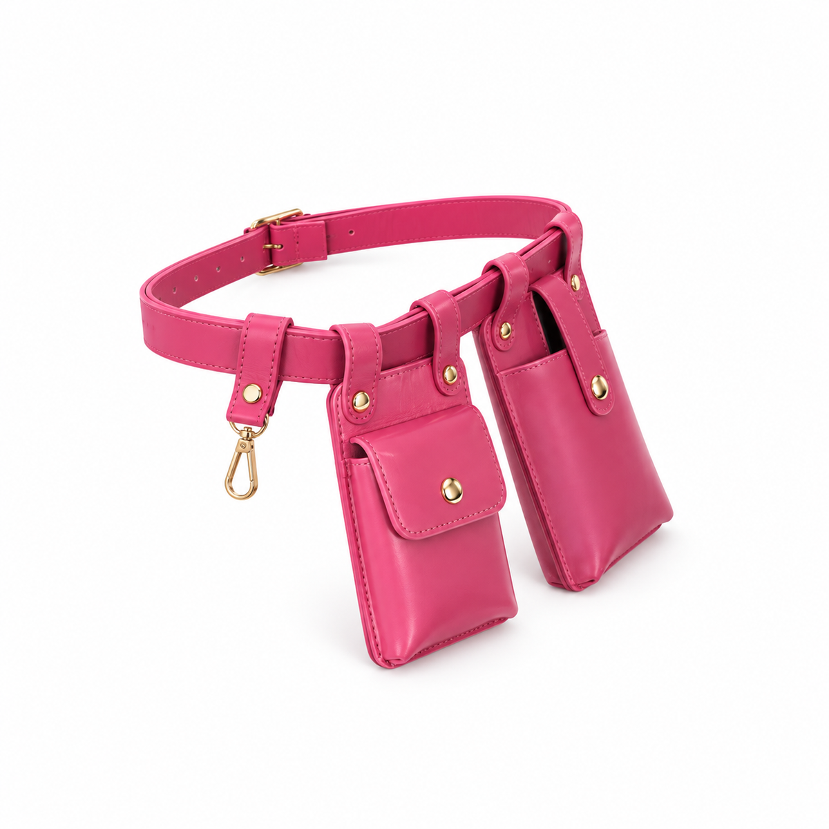 Pink Adjustable Belt Double Pouch Set