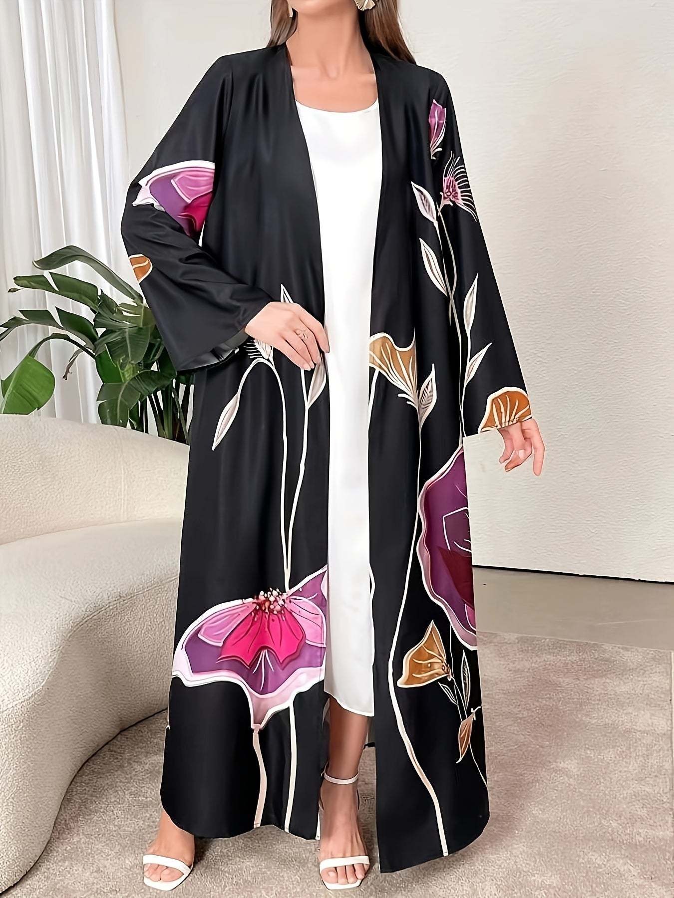 Feel like Royalty in Our Black Middle Eastern Style Robe | Kimono Abaya