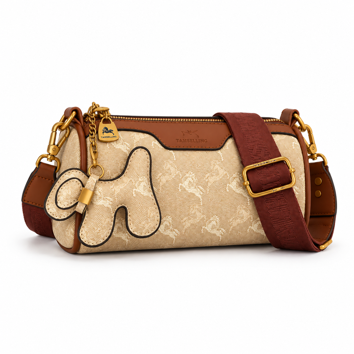 Shallow Khaki Monogram Charm Crossbody Bag