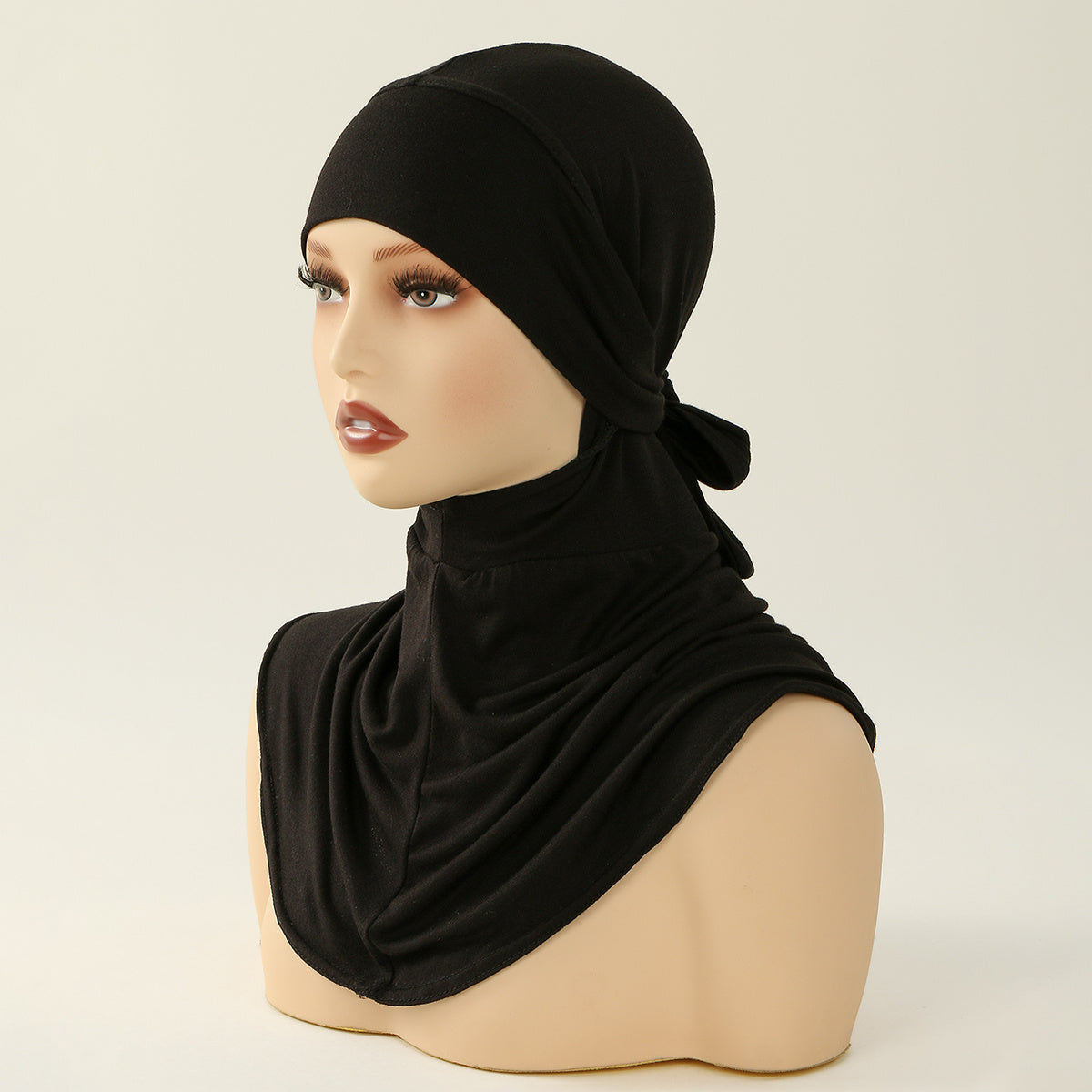 Women's Adjustable Elastic Hijab Scarf - Breathable, Middle Eastern-Inspired Design, Durable Fabric for Ramadan & Daily Wear, White & Black