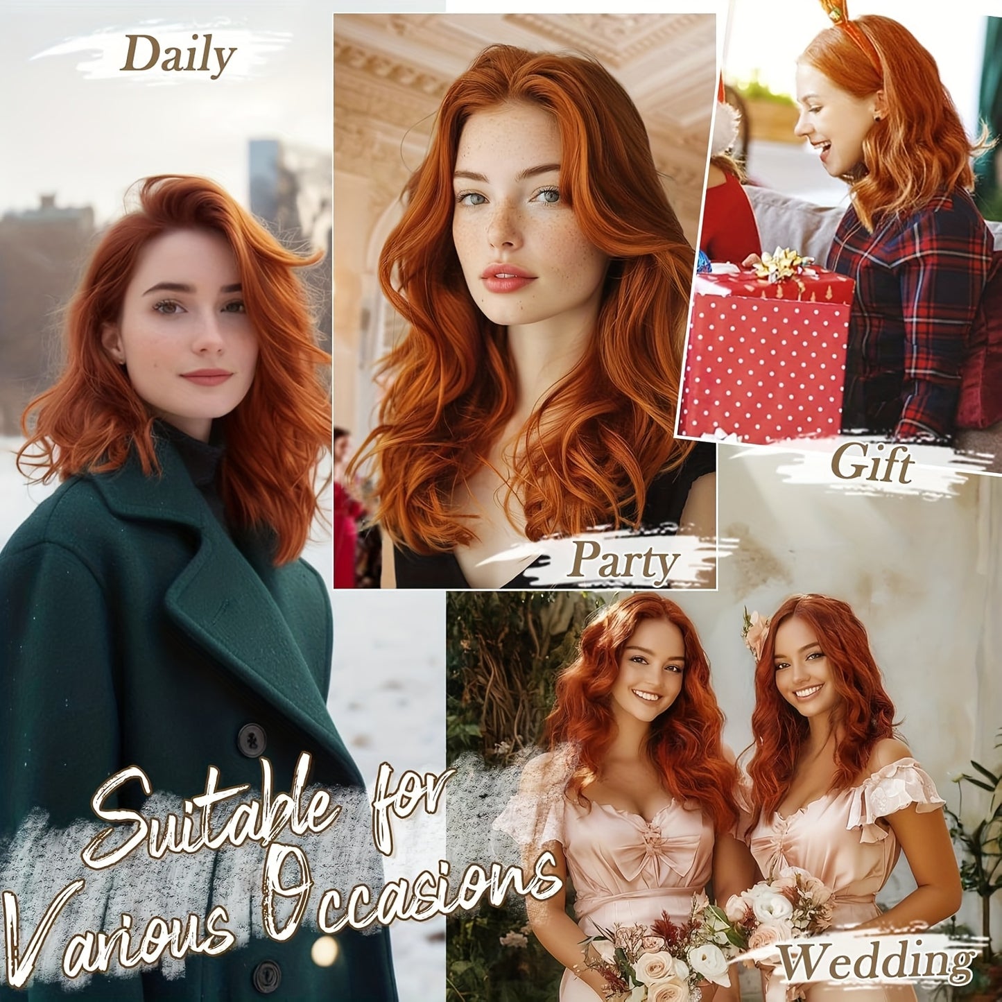 FESHFEN 6pcs Clip-In Hair Extensions, 12 Inch/30cm, Short Wavy Clip-In Extensions, Suitable for Women Halloween/Cosplay/Daily Wearing, Full Head, Thick Synthetic Clip Hair Extension - Brown