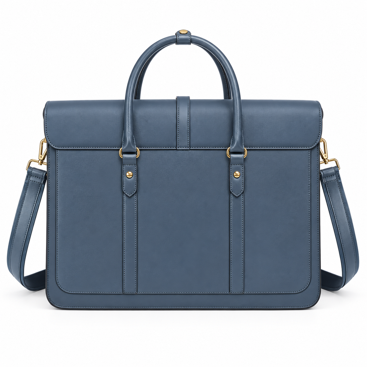 Slate Blue Bow Leather Laptop Bag