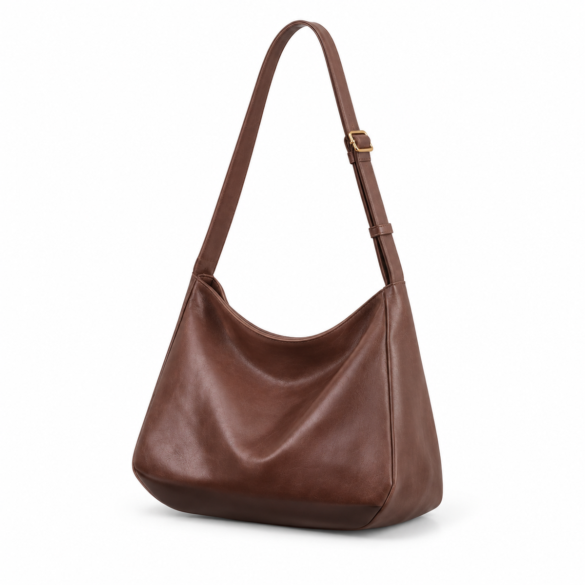 Classic Brown Slouchy Adjustable Crossbody Bag