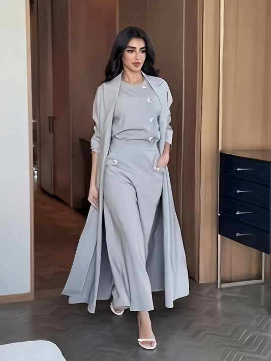 Middle Eastern Women's Emirati Abaya 3pcs Set - Machine Washable and Dry Cleanable