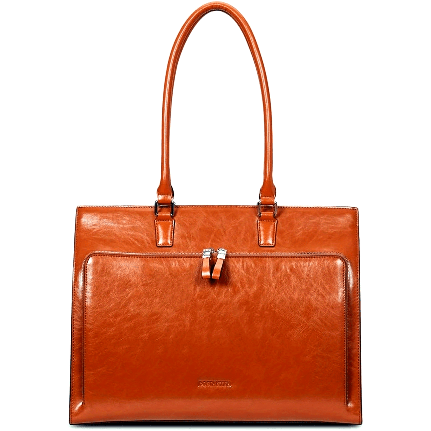 15.6 inch Leather Briefcase for Women Vintage Laptop Bag Brown Business Shoulder Handbag