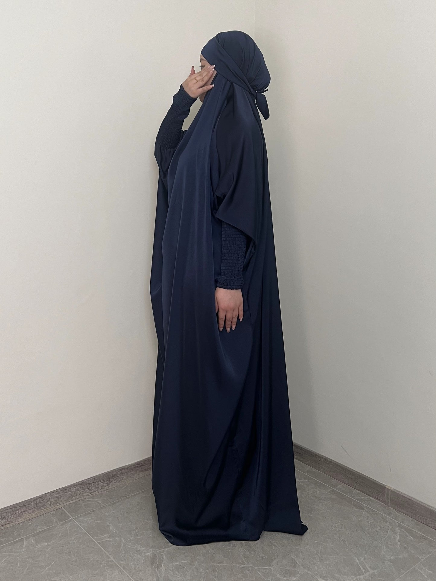 [Satin Modesty Dress] Free Size Satin One Piece Modesty Abaya Burkha - Jilbab Niqab Attached