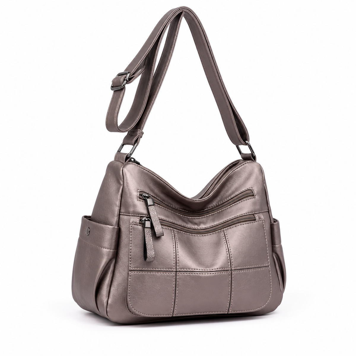 Gold Multi Pocket Adjustable Crossbody Bag