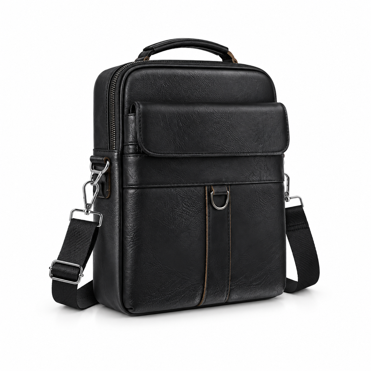 Black Leather Laptop Bag With Strap