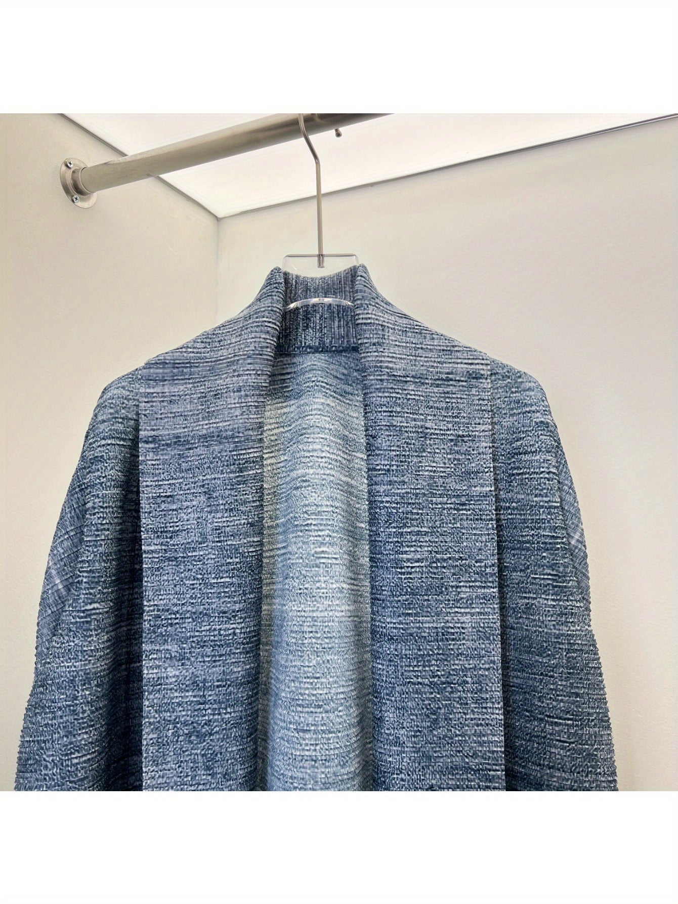 Women's Vintage-Inspired Geometric Print Long Robe Abaya with Tie Waist - Loose Fit, High Stretch, Blue & Black Design, Perfect for Spring/Summer/Fall Festivals