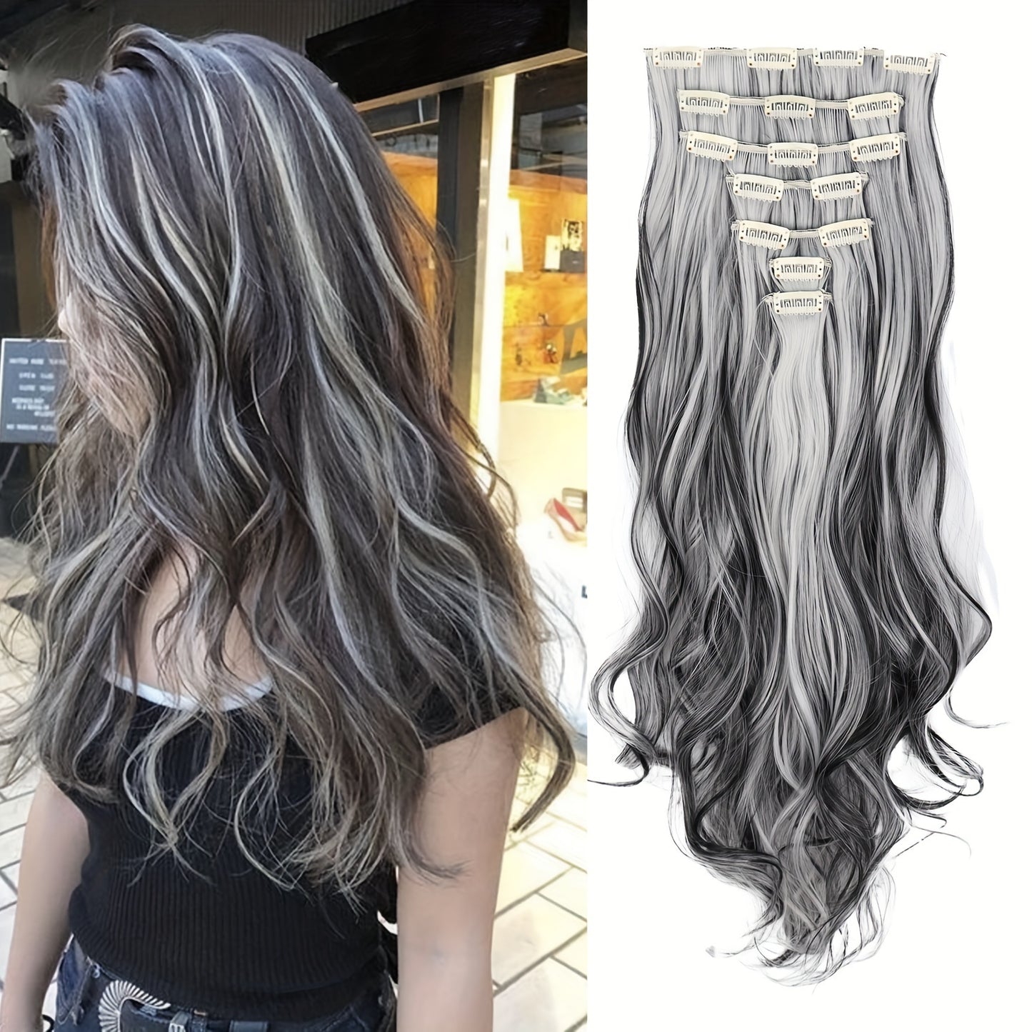 Fashionable Curly Hair with Highlights, Long Hair Extension Wefts, Made of High-heat-resistant Synthetic Material, Suitable for Daily Wear, Adds Volume, Perfect for Halloween