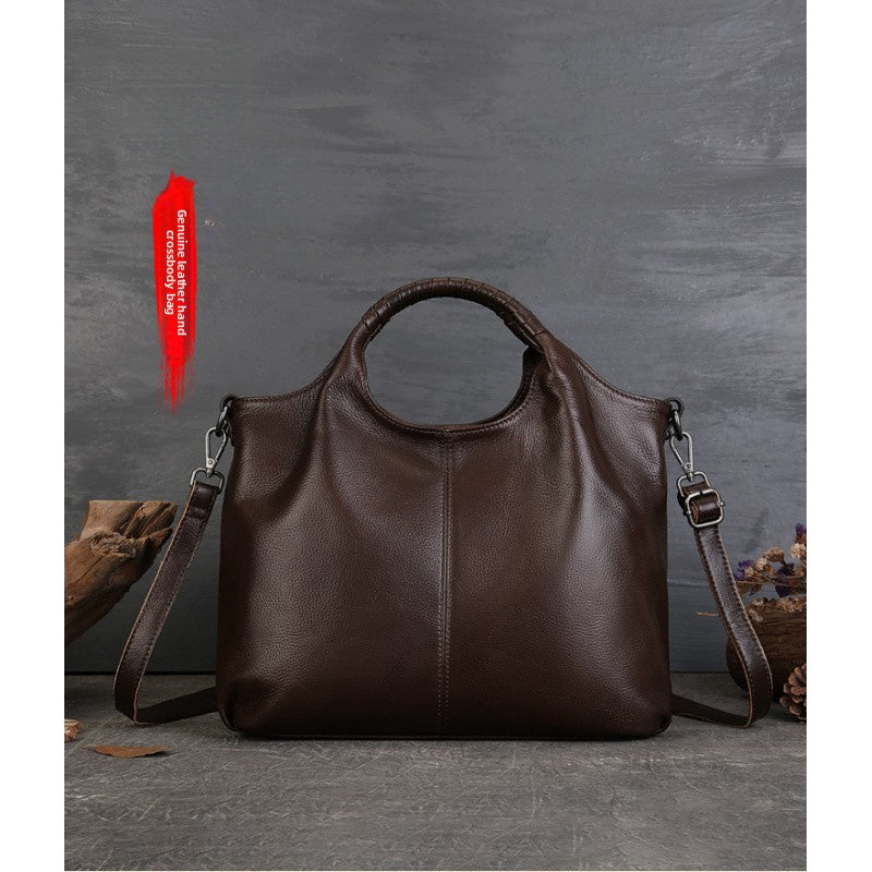 Multi-Functional Messenger Handbag, High-End Genuine Leather Women's Bag, Ethnic Fashion Layer Cowhide Large-Capacity Tote Bag
