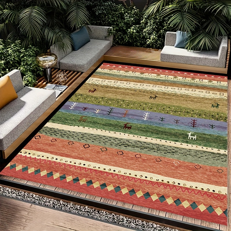 1pc Extra Large RV Camping Outdoor Patio Mat - Non-Slip Machine Washable 100% Polyester Portable Floor Mat for Living Room Medium Rug, Bedroom, Bathroom, Kitchen, Balcony, Beach, Lawn, Picnic & RV Decor, Outdoor Rugs, Vibrant Design