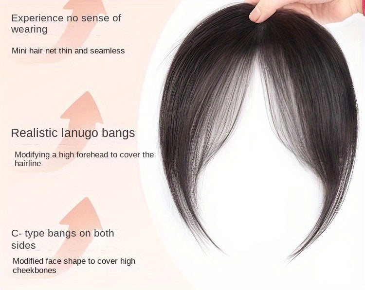 Women's 360° Coverage Synthetic Hairpiece with Middle Part Eight-Character Bangs