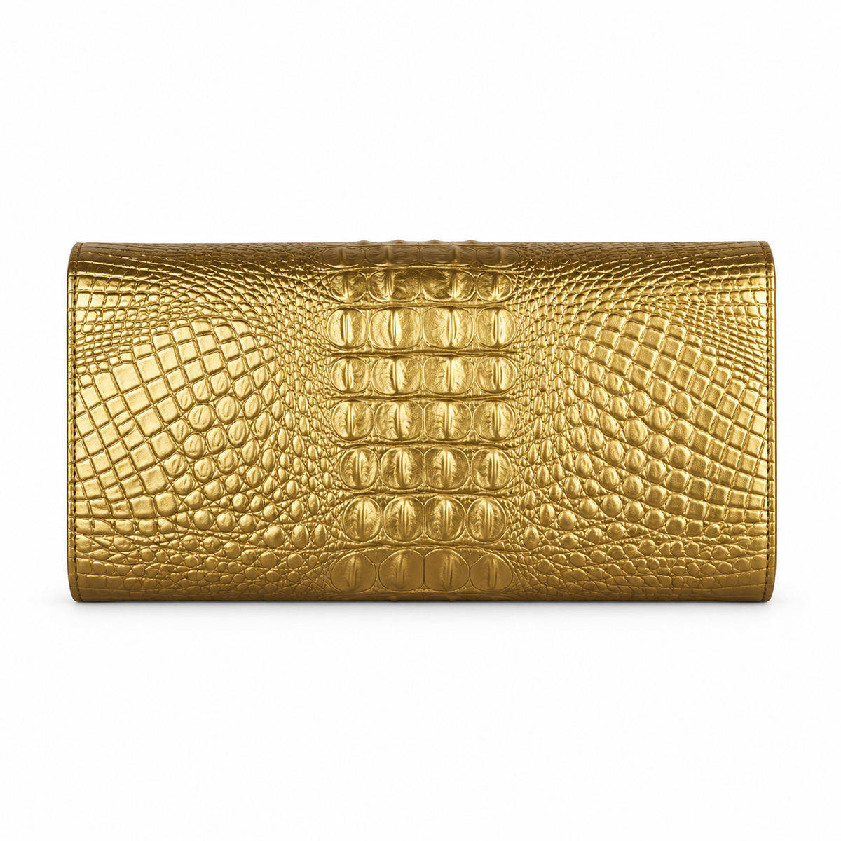 Metallic Gold Crocodile Embossed Evening Clutch