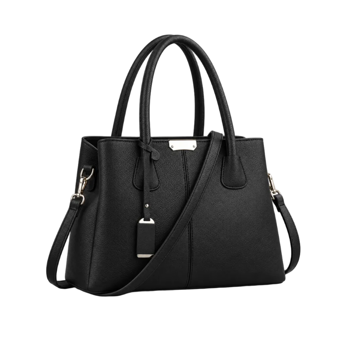 Classic Black Textured Tote Shoulder Bag