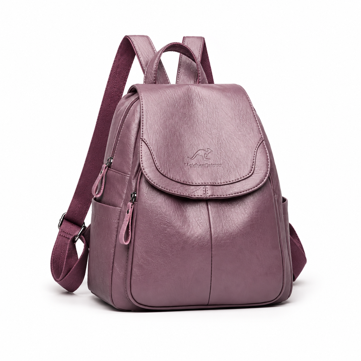 Elegant Purple Flap Backpack With Pockets