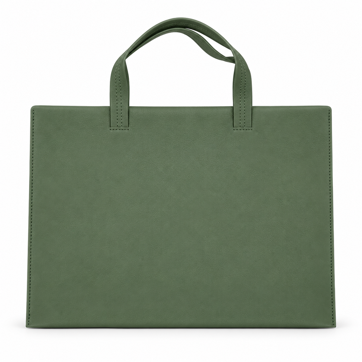 Olive Green Leather Laptop Tote Bag