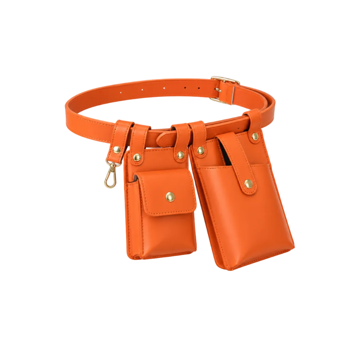 Orange Adjustable Belt With Dual Pouches