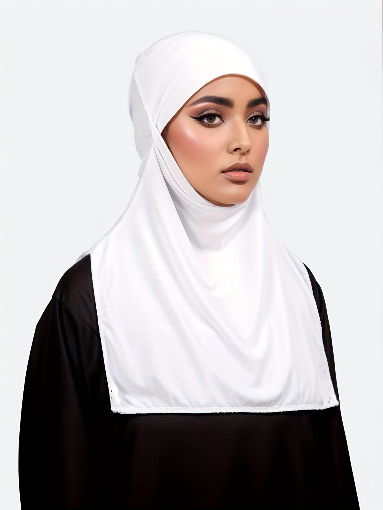 Elegant Muslim Women's Large Khimar Abaya - Asymmetrical Design, Solid Color, Versatile Base for Hats, Machine Washable All-Season Traditional Hijab, Hijab Scarf, Outdoor Light Beige Protection