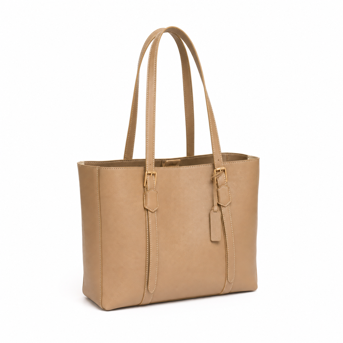Elegant Beige Structured Adjustable Strap Totebag