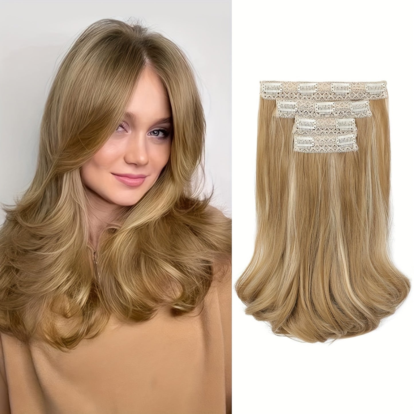 Clip In Hair Extensions, 4pcs Lace Weft Hair Extensions