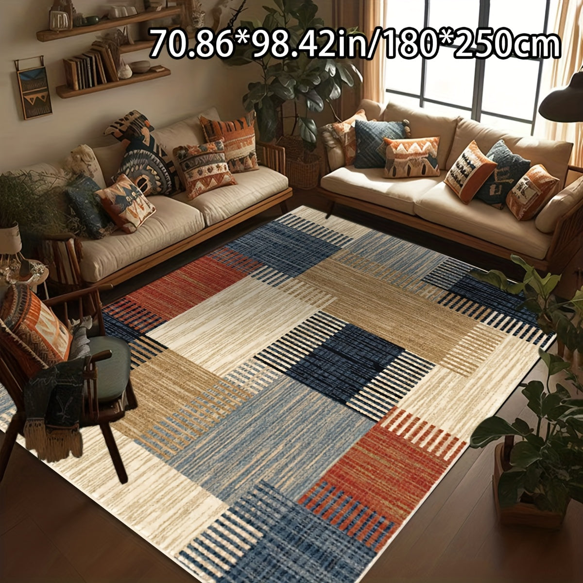 [Launch ][Golden Velvet + 1.76 LB Per Square Meter + Non-Slip Point Plastic Bottom + Bottom Point Plastic Pattern Craftsmanship]1pc Golden Velvet Home Decor Modern Abstract Geometric Pattern Versatile Decorative Style