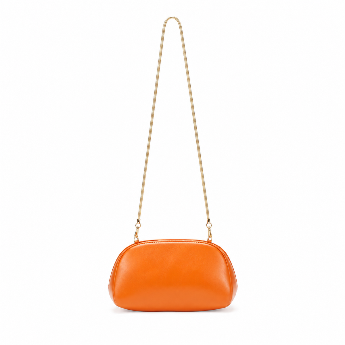 Orange Oval Clutch Bag with Gold Accent