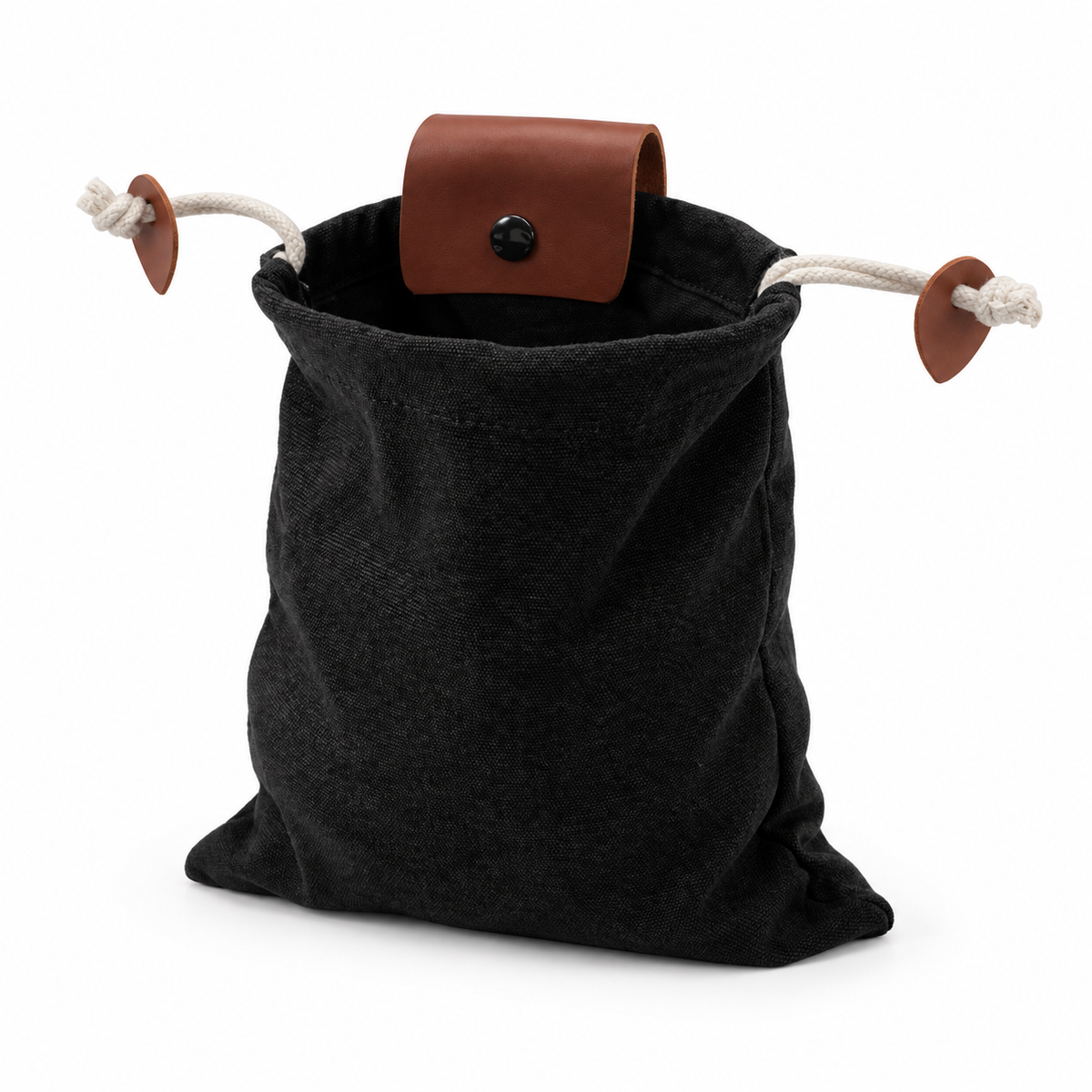 Black Waist Belt Pouch Brown Accents