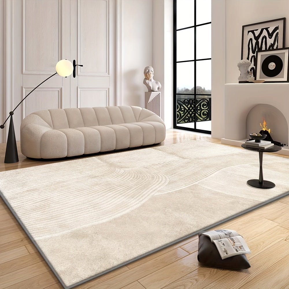 Velvet/850g/m² Velvet Nordic Style for Entryway, Backyard, and Sofa - Warm Cream Tone with a Strong Oceanic Aura. This Rug Brings a Mediterranean Feel to Your Home. Machine Washable, Non-slip, and Soft. Suitable for Bedroom,