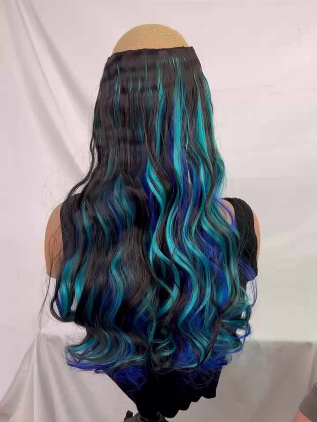 One Piece Hair Extension Synthetic 5 Clip Long Curly Hair Extensions Wig Natural Lifelike Wig